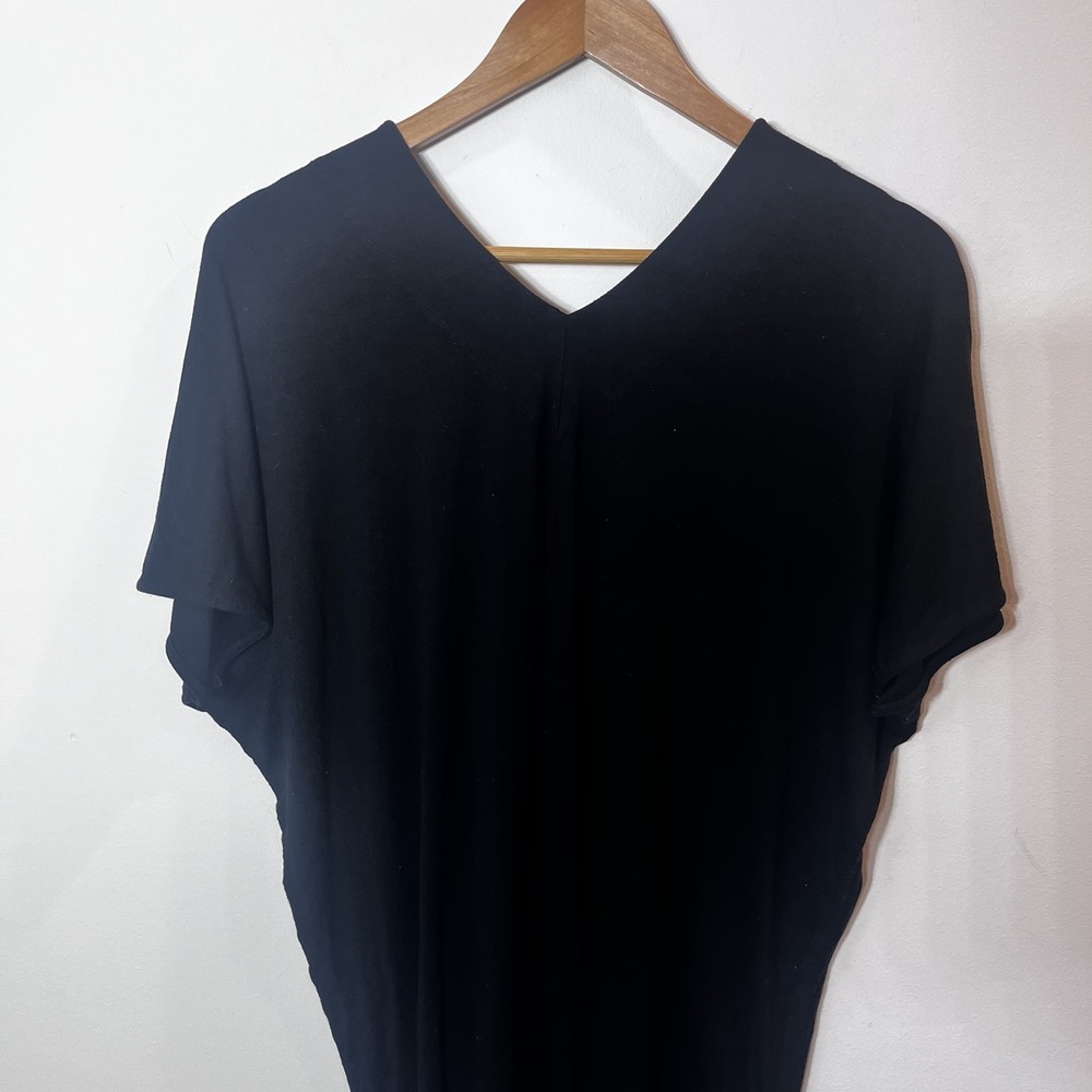 Peruvian Connection‎ Black V-Neck Knit Midi Dress Dolman Sleeve XS/S Peru Kaftan - Picture 3 of 10